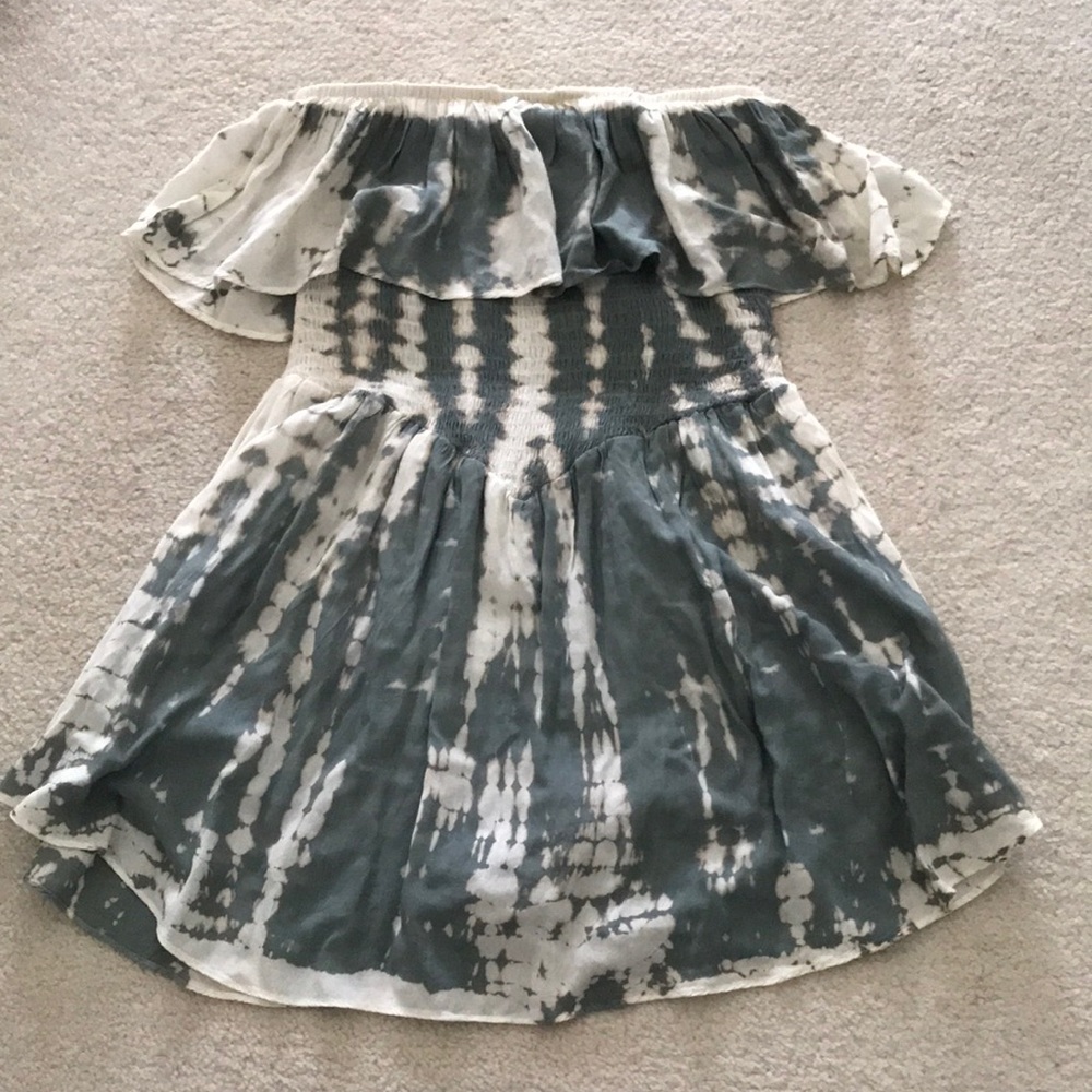 Prómesa Gray and White Tie Dye Romper, Size M